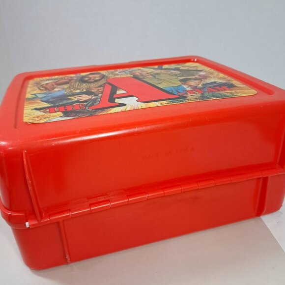 Vintage The A-TEAM Plastic Red Lunch Box 1983 Thermos Brand ateam Mr. T tv show - Picture 5 of 15